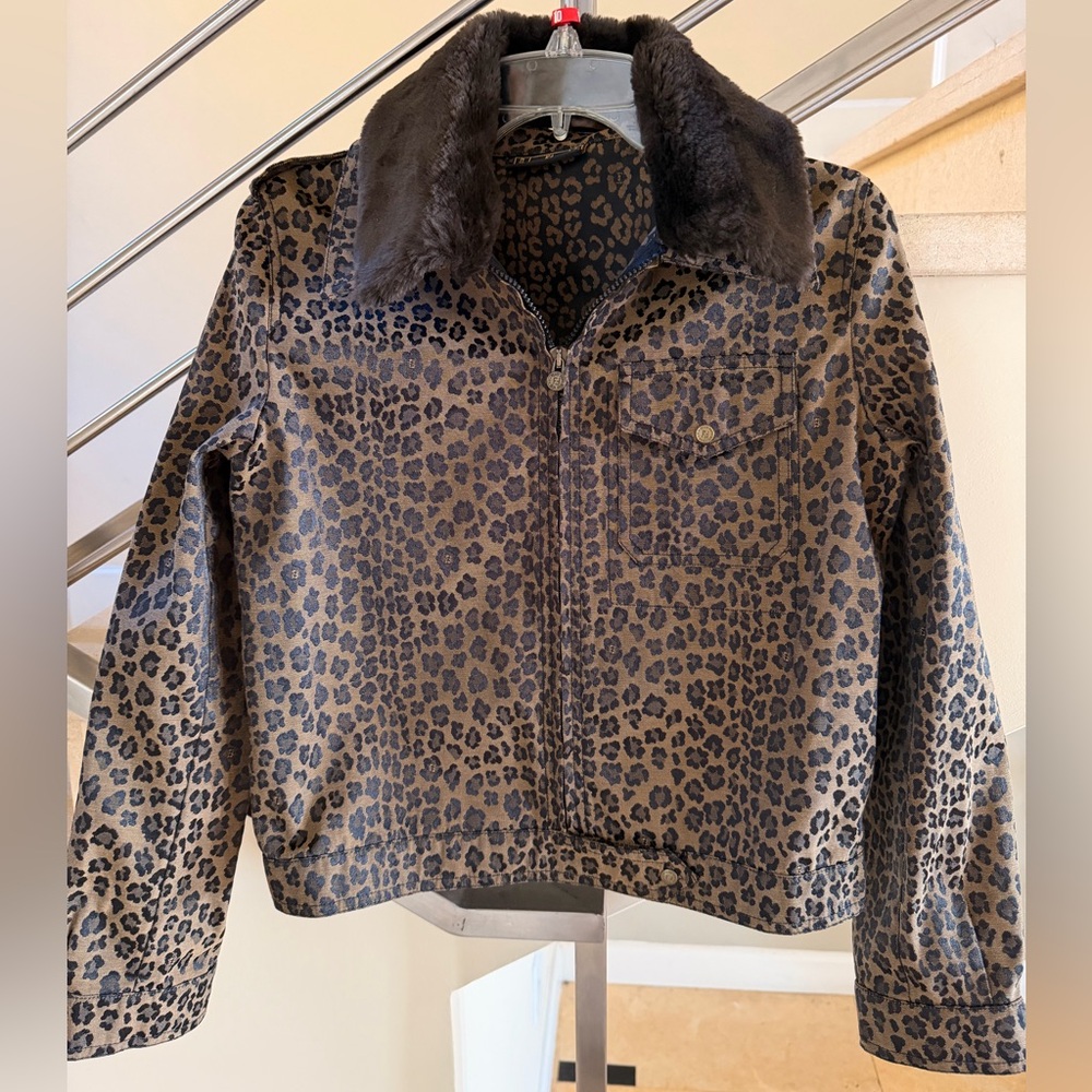 Vintage Fendi Black and Brown Leopard Print Jacket